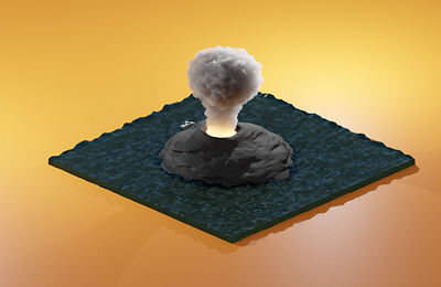 Volcano - Blender 3d blender design illustration low poly render sea smoke volcano