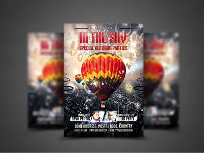 In The Sky Flyer Template a4 abstract advertise advertising annual art background banner blue book booklet brochure business card concept corporate cover creative decoration