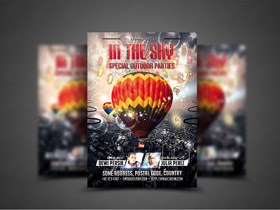 In The Sky Flyer Template a4 abstract advertise advertising annual art background banner blue book booklet brochure business card concept corporate cover creative decoration