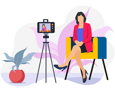 Female shooting video on her mobile anchoring blogging breaking news camera celebrity chair couch female reporter interview mobile news anchor news reporter phone reporting sitting smartphone sofa videographer vlog vlogging