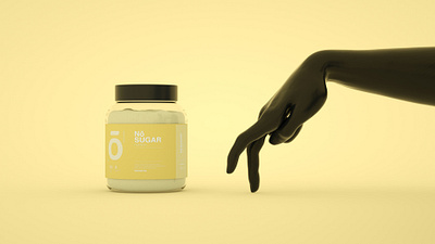 Package. No sugar Nutrition 3d black branding design glass hand illustration minimal package typogaphy yellow