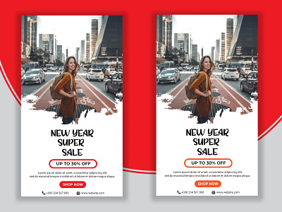 New Year Super Sale Instagram Story Post-1 advertising concept design discount new year offer sale shopping trendy vector