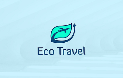 Eco Travel Logo beach beach logo blue company holiday hotel orange real estate resort sea spa summer sun sunrise sunset sunshine surfing travel vacation