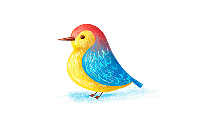 Birdie bird bird illustration birdie blue character children colorful colors cute drawing hand drawn happy kids procreate red yellow