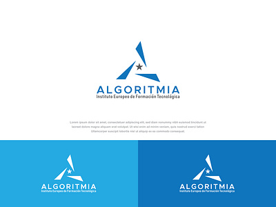 ALGORITMIA INSTITUTO LOGO branding design flat graphic design icon illustrator institute institution letter letter a lettering lettermark logo logo design minimal vector