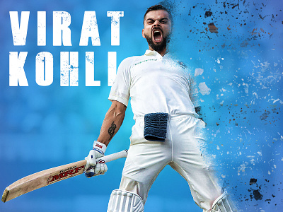 Dispersion Effect Banner branding cricketer design mockup design photo photo manipulation typography virat kohli