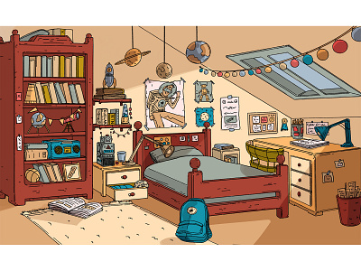 Teen Room art bedroom bedroom design cartoon character art digital drawing dribbble illustration photoshop procreate room teen room