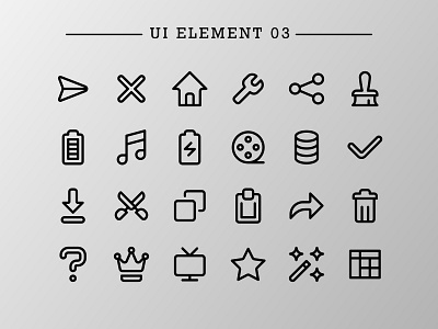 UI Element 03 (Outline) app creative design doodle icon icon bundle icon designer icon set iconfinder iconography line line art outline pictogram ui uiux user experience user interface vector web