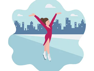 Banner of winter sport - figure skating, dancing girl on skates design figure skating flat flat design illustration minimal vector