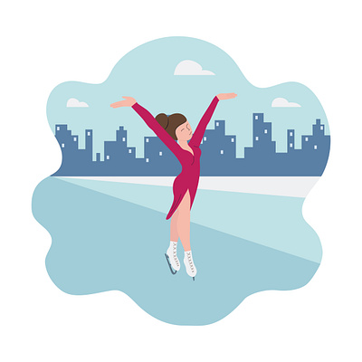 Banner of winter sport - figure skating, dancing girl on skates design figure skating flat flat design illustration minimal vector