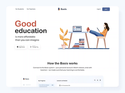 The Basis web product page interaction design animation dashboard design dog education illustration inspiration interaction interface landing mibile motion procreate school school app student teacher ui ux webdesign