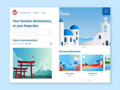 My Destinations - Traveling App Exploration affinitydesigner app design figma flat illustration ui ux vector vector art