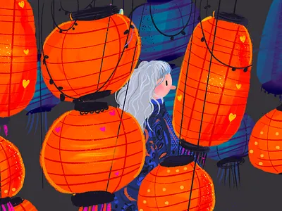 Latterns character chinese christmas flat illustration procreate