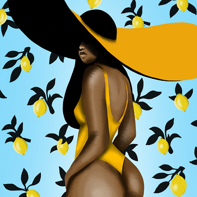 Lemongirl beauty design feminine illustration lemon sexy woman yellow