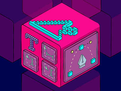 🔨tools in design factory adobe illustrator box colorful cursors design design art design process graphic design illustration illustrator isometric art isometric illustration path pink type design vector