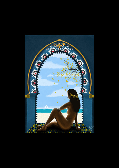 Jasmine beauty cloudy design feminine horizon illustration maroc photoshop poetry woman