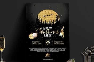 CHRISTMAS PARTY FLYER adobe illustrator adobe photoshop black christmas flyer christmas christmas flyer christmas flyer ideas christmas flyer mockup christmas flyer temoplate creative party flyer