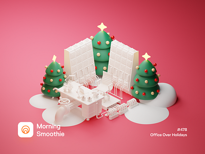 Office Over Holidays 3d 3d art blender blender3d christmas christmas card christmas flyer christmas party christmas tree diorama illustration isometric isometric design isometric illustration low poly office office design office space offices workspace