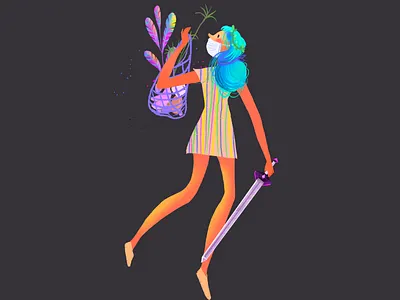 Grocery shopping 2020 character design editorial illustration