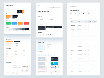 Design System Based on E commerce Mobile App brand book branding concept color palette components design system grid system spacing style guide ui components ui elements variants visual system