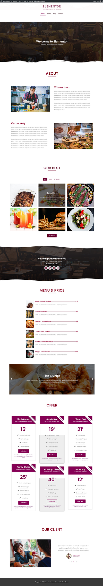 WordPress Template For Fine Dining Restaurant design web web design web templates wordpress design