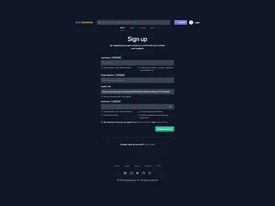 [NextBanana] Signup page dark mode form signup