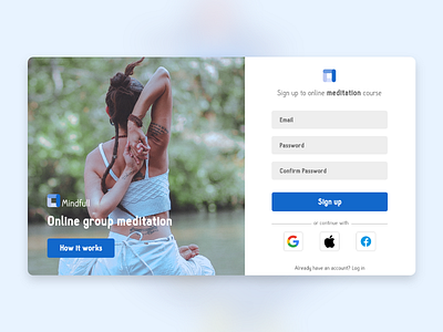 Online Meditation sign up page adobexd meditation signup ui ux