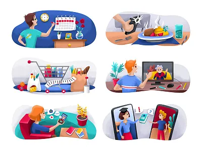 Illustration set 2d character character concept design illustration vector