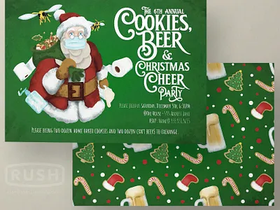 Cookies, Beer & Christmas Cheer 2020 Christmas Party Invitation illustration invitation invite procreate santa santaclaus