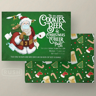 Cookies, Beer & Christmas Cheer 2020 Christmas Party Invitation illustration invitation invite procreate santa santaclaus