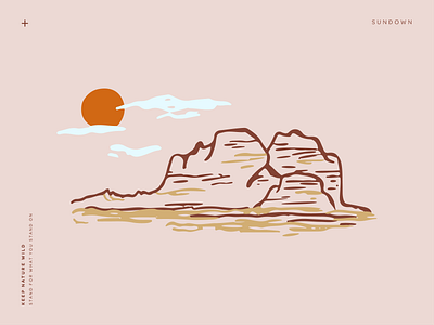 Sundown brown design landscape landscape illustration mountains nature orange outdoors pink procreate sketch sun sunset wild