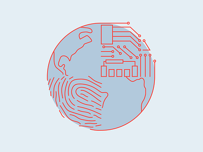 Imprint circuit data earth fingerprint globe human