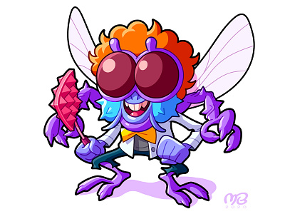 Baxter Stockman (Final) blue cartoon character design drawing fanart fly gaming illustration mathieu beaulieu monster orange purple teenage mutant ninja turtles tmnt vector