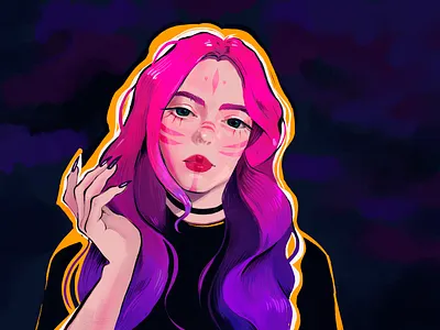 Alyona bright colors cg cgartist character design illustration neon portrait