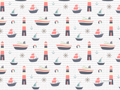 ship & sea illustration pattern pattern a day pattern art pattern design print design print designer surface pattern surface pattern designer textile design textile designer textile pattern