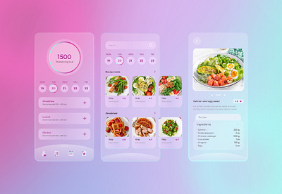 Diet Mobile App Design (Glassmorphism) glassmorphism mobile app mobile app design mobile ui ui ui design