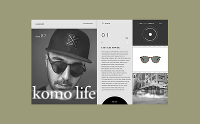 KomoLife. clean colors concept fashion fashion brand graphic design inspiration layout minimal minimalism product sunglasses typogaphy ui ui design ux ux design web web design webdesign