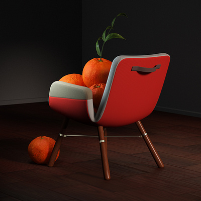 Mandarinas 3d c4d chair illustration lighting octane