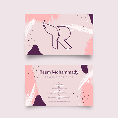 Business Card for R logo mockup for A Graphic Designer 2020 beauty business business card color design freelance freelancer girly graphic design graphic designer illustrator logo logofolio pastel pattern personal logo personal logo photoshop work