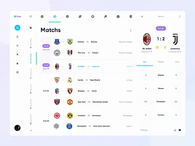 Sports Live Web UI Animation ⚫️⚪️ animation app app design app ui chart chat clean clean ui design football interaction live live chat mobile players sport sports ui uidesign web