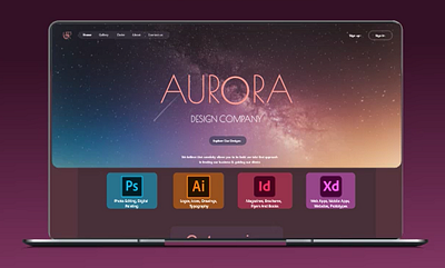 Aurora website Design Company on macbook mockup using Adobe XD adobe xd apple aurora company creative creativity design freelance freelancer graphic design graphic designer logo macbook mockup ui uiux uiux design ux web website