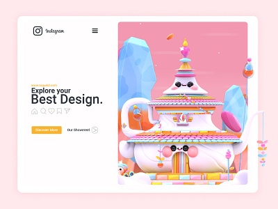 Teapot Palace 3d art 3d artist illustration art instagram instagram banner kawaii kawaii art landing page design love monkey nature palace tea teapot uidesign uiux ux ui web web design