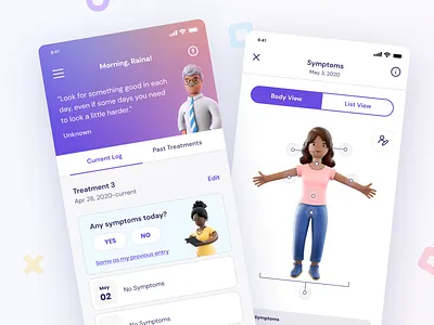 Keycare™ App 3d app app design application character health health app healthcare interface medical medical app people symptoms treatment ui ui design