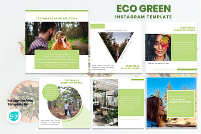 Instagram Feed Template - Eco Green branding design graphicdesign green instagram instagram post instagram story instagram template models tamplate