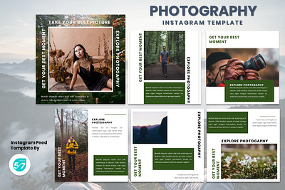 Instagram Feed Template - Photography branding design fashion brand graphicdesign green instagram instagram post instagram story instagram template tamplate