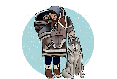 Anaana arctic canada child design girl illustration indigenous inuit kid lady native wolf woman