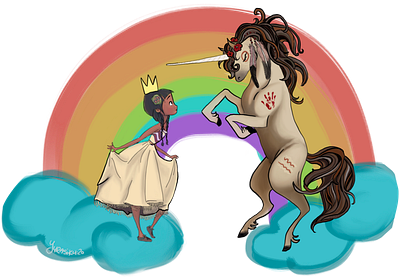 Katimajut canada child clouds design fantasy girl illustration indigenous inuit kid lady native princess rainbow unicorn