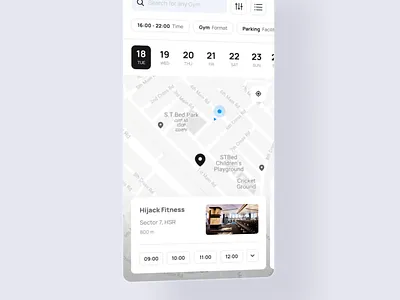Gyms around you animation app around book class design find fitness freelance gym heath interaction location map navigation product session ui ux way