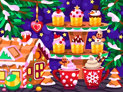 Christmas cupcakes art artist artwork candy bar cartoon cartoon illustration christmas coloringbook design digital digital painting digitalart drawing flat holiday holidays illustration new year vector vectorart