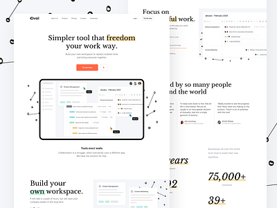 Oval Landing Page Series analytics b2b button conversion customer dashboard header illustration landing page minimal saas saas app saas design saas landing page saas website simple ui kit web design white space workspace